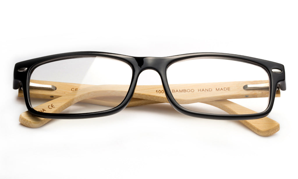Bamboo Reading Glasses with Bamboo Arms Bamboo Temple Classic Vintage Retro  Horned Rim Frame Big Frame Reading Glasses